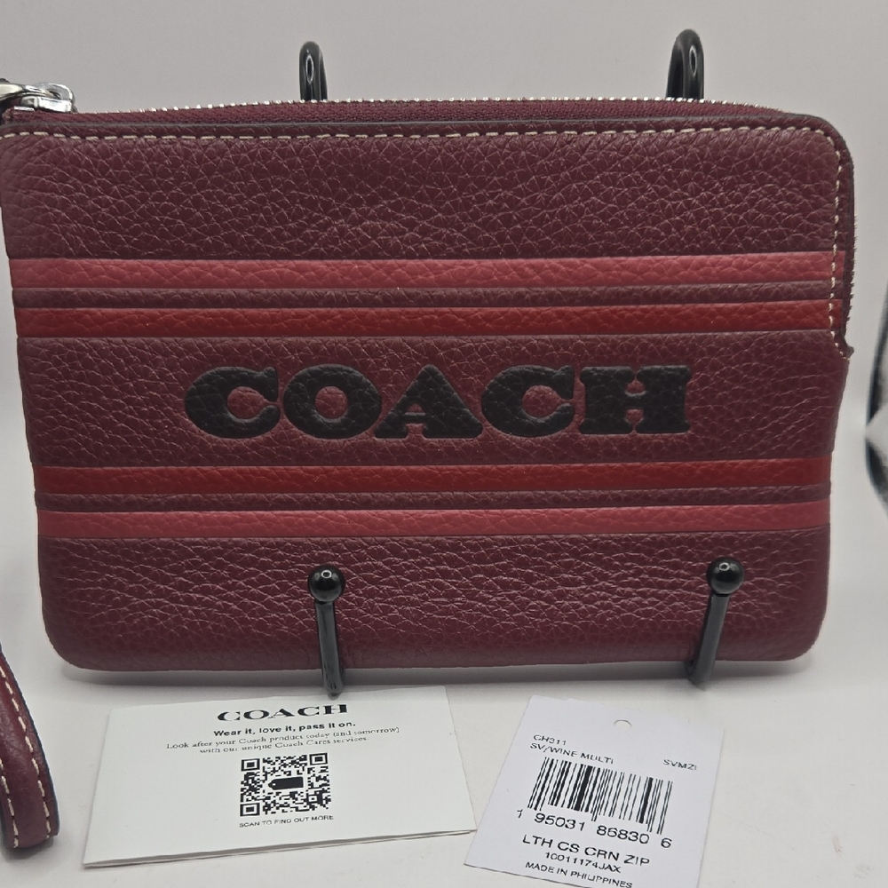 NWT Coach Maroon Leather Wristlet